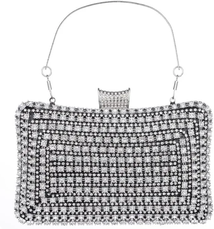 Sither Rhinestone Handbag Purses for Women Evening Handbag Purses Crystal Clutch Purse Sparkly Clutches Shoulder Chain Bags for Party Prom Christmas Gift (black)