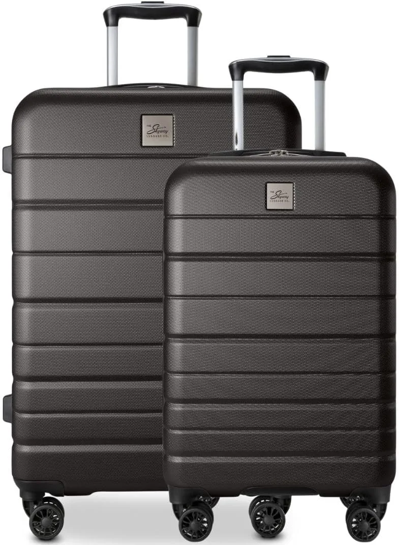 Skyway Epic 2.0 Hardside Lightweight and Durable ABS Shell Luggage, Spacious with 4-Wheel Spinners, Comfort Grip with Telescoping Handle, Men and Women, Midnight, 2-Piece Set (20,24)