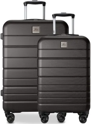 Skyway Epic 2.0 Hardside Lightweight and Durable ABS Shell Luggage, Spacious with 4-Wheel Spinners, Comfort Grip with Telescoping Handle, Men and Women, Midnight, 2-Piece Set (20,24)