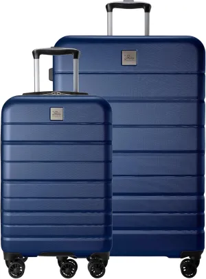 Skyway Epic 2.0 Hardside Lightweight and Durable ABS Shell Luggage, Spacious with 4-Wheel Spinners, Comfort Grip with Telescoping Handle, Men and Women, Royal Blue, 2-Piece Set (20,28)