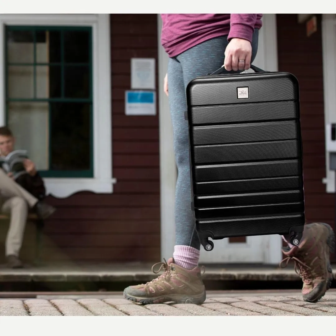 Skyway Epic 2.0 Hardside Lightweight and Durable ABS Shell Luggage, Spacious with Dual Spinning Wheels, Comfort Grip, Men and Women, 24-inch Medium Check-In, Black
