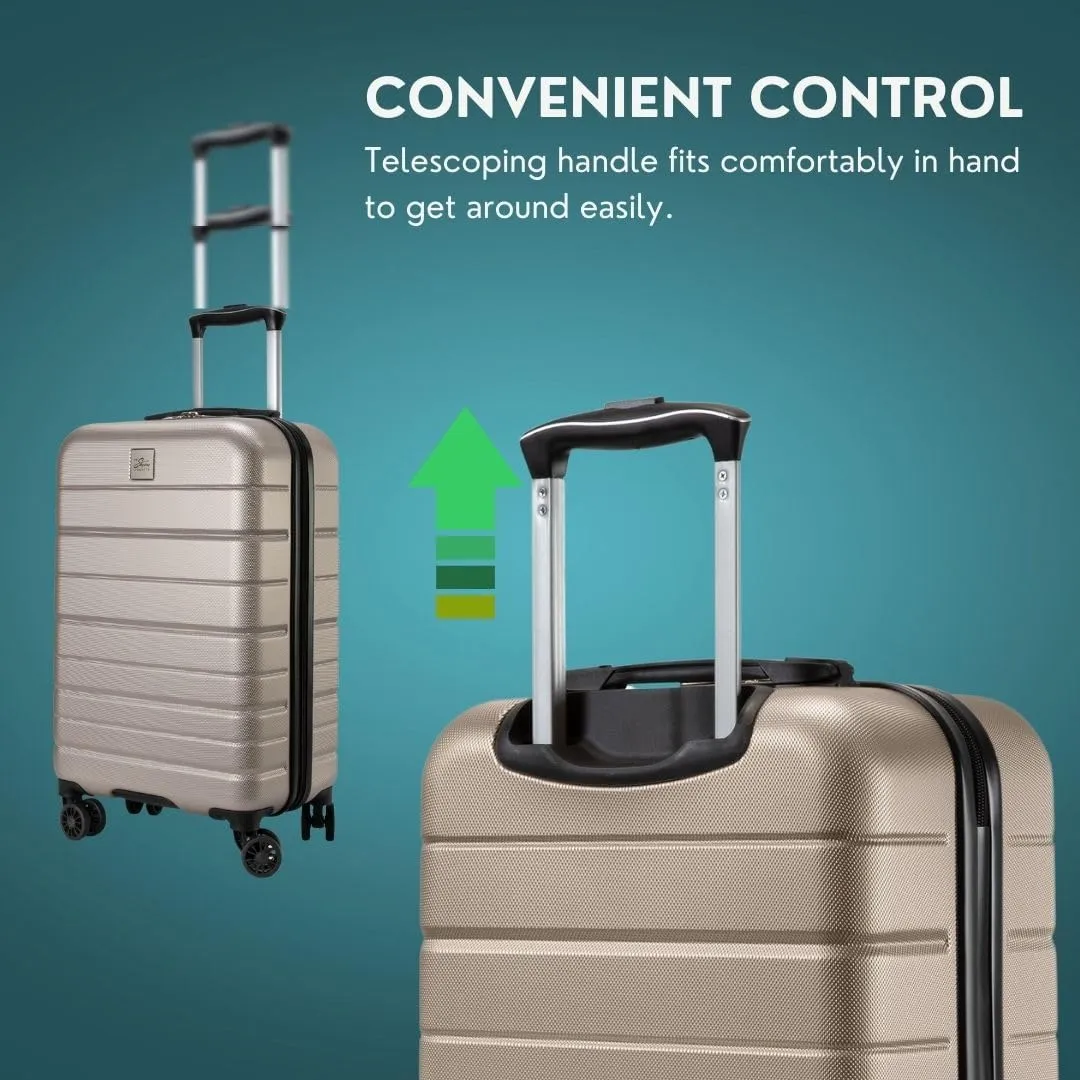 Skyway Epic 2.0 Hardside Lightweight and Durable ABS Shell Luggage, Spacious with Dual Spinning Wheels, Comfort Grip, Men and Women, 28-inch Large Check-In, Bone