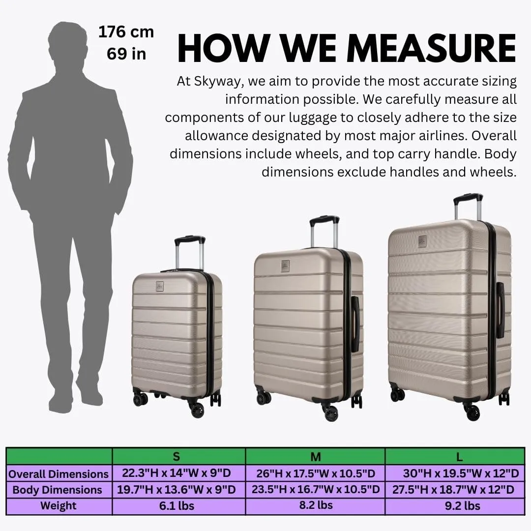 Skyway Epic 2.0 Hardside Lightweight and Durable ABS Shell Luggage, Spacious with Dual Spinning Wheels, Comfort Grip, Men and Women, 28-inch Large Check-In, Bone