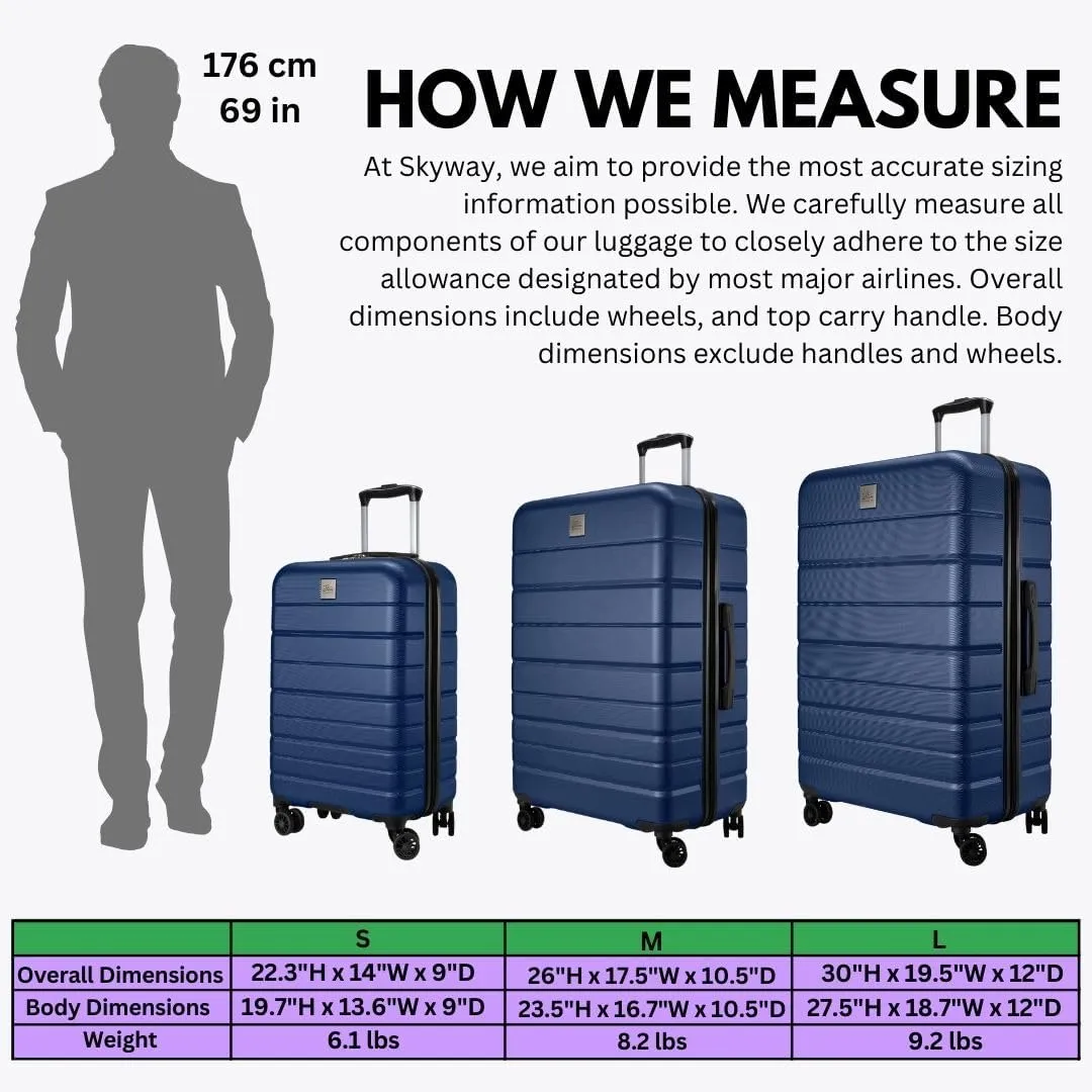 Skyway Epic 2.0 Hardside Lightweight and Durable ABS Shell Luggage, Spacious with Dual Spinning Wheels, Comfort Grip, Men and Women, 28-inch Large Check-In, Royal Blue