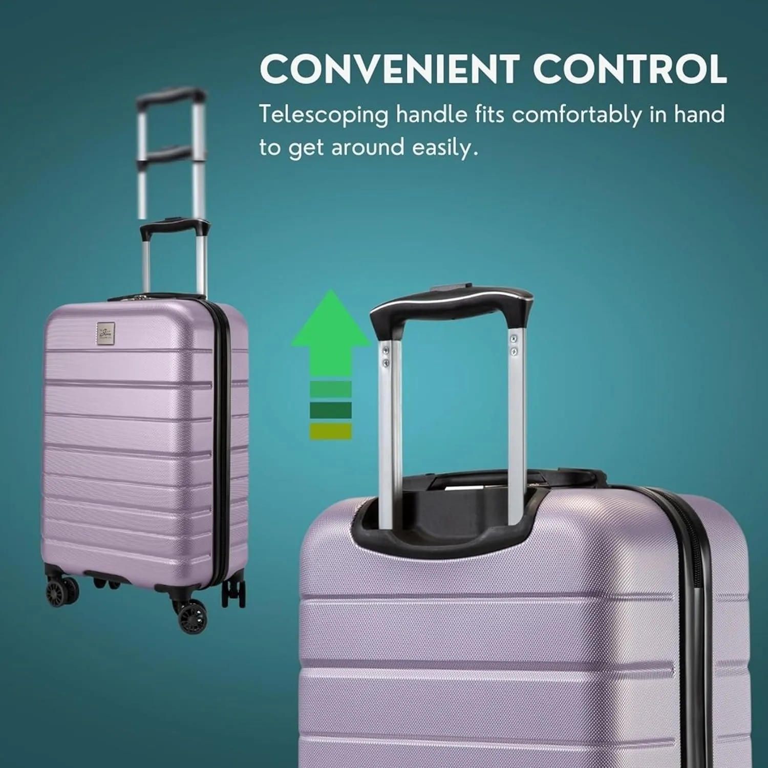 Skyway Epic 2.0 Hardside Lightweight and Durable ABS Shell Luggage, Spacious with Dual Spinning Wheels, Comfort Grip, Men and Women, 28-inch Large Check-In, Silver Lilac