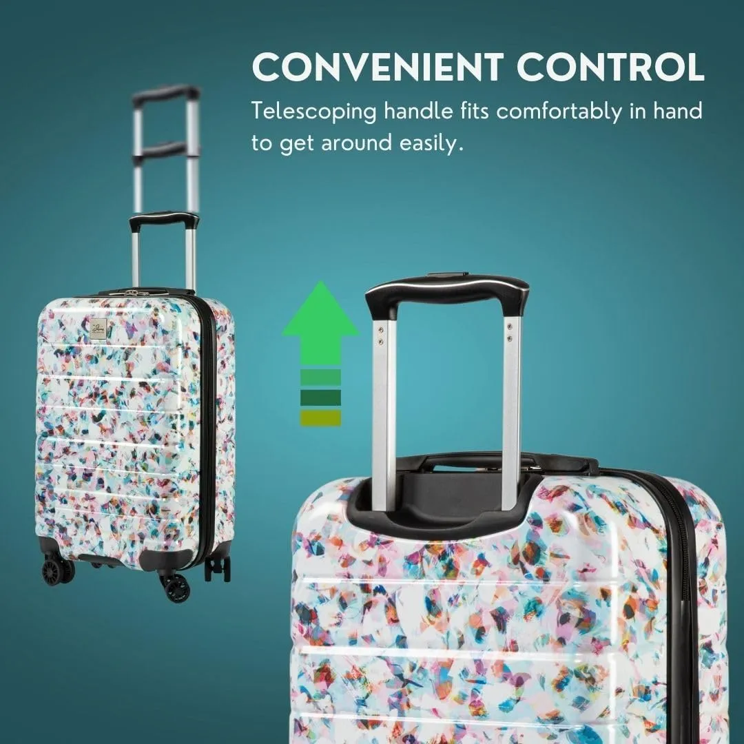 Skyway Epic 2.0 Hardside Lightweight and Durable ABS Shell Luggage, Spacious with Dual Spinning Wheels, Comfort Grip, Men and Women, Large Check-In 28-Inch, Confetti