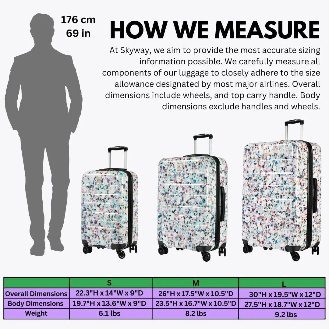 Skyway Epic 2.0 Hardside Lightweight and Durable ABS Shell Luggage, Spacious with Dual Spinning Wheels, Comfort Grip, Men and Women, Large Check-In 28-Inch, Confetti