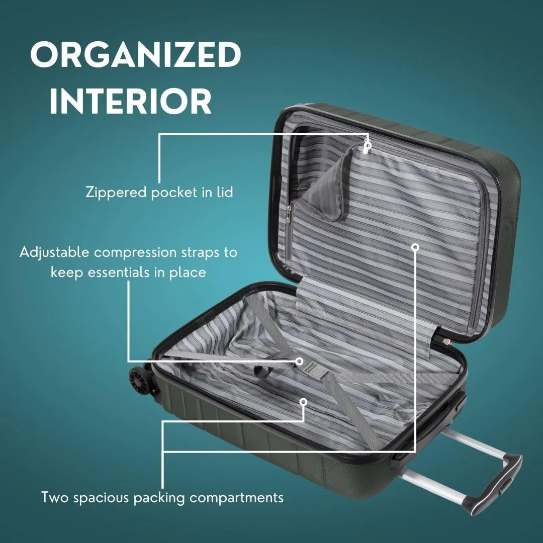 Skyway Epic 2.0 Hardside Lightweight and Durable ABS Shell Luggage, Spacious with Dual Spinning Wheels, Comfort Grip, Men and Women, Thyme, Large Check-In 28-Inch