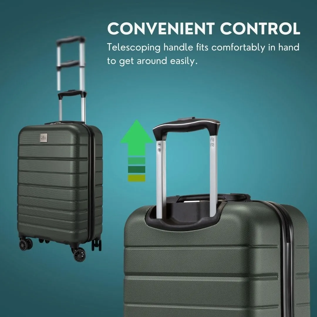 Skyway Epic 2.0 Hardside Lightweight and Durable ABS Shell Luggage, Spacious with Dual Spinning Wheels, Comfort Grip, Men and Women, Thyme, Large Check-In 28-Inch