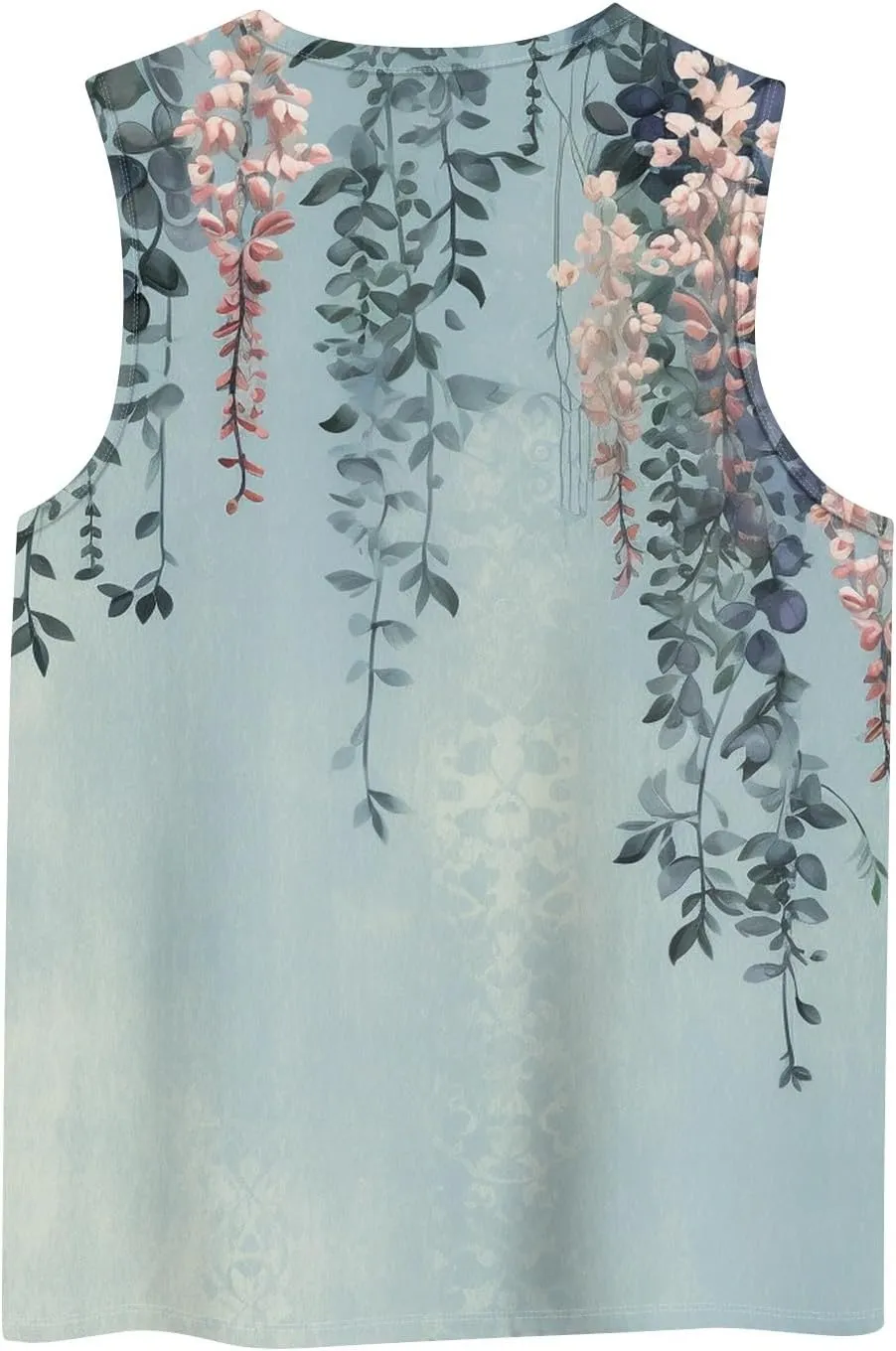 Sleeveless Tops for Women Summer Crew Neck Loose Fit Basic Tunics Tank Floral Holiday Going Out Tank Top Tee