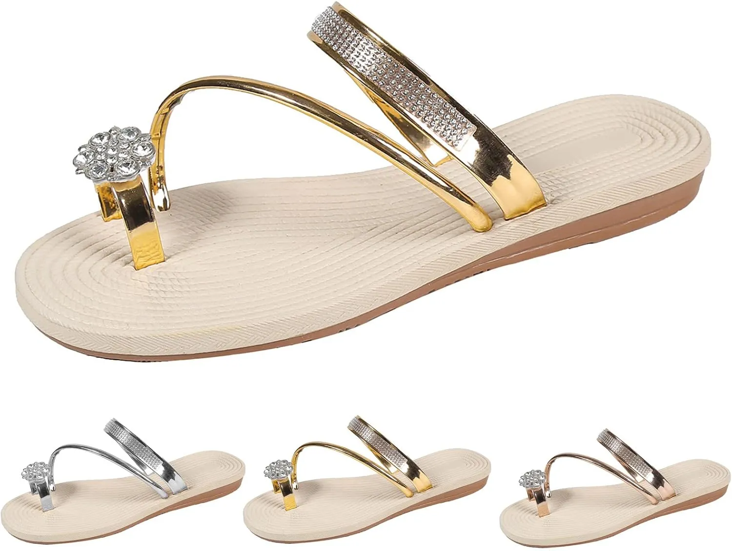 Slide Sandals for Women Women's Sandals Flat Sandal Womens Dressy Open Toe Lightweight Comfortable Casual
