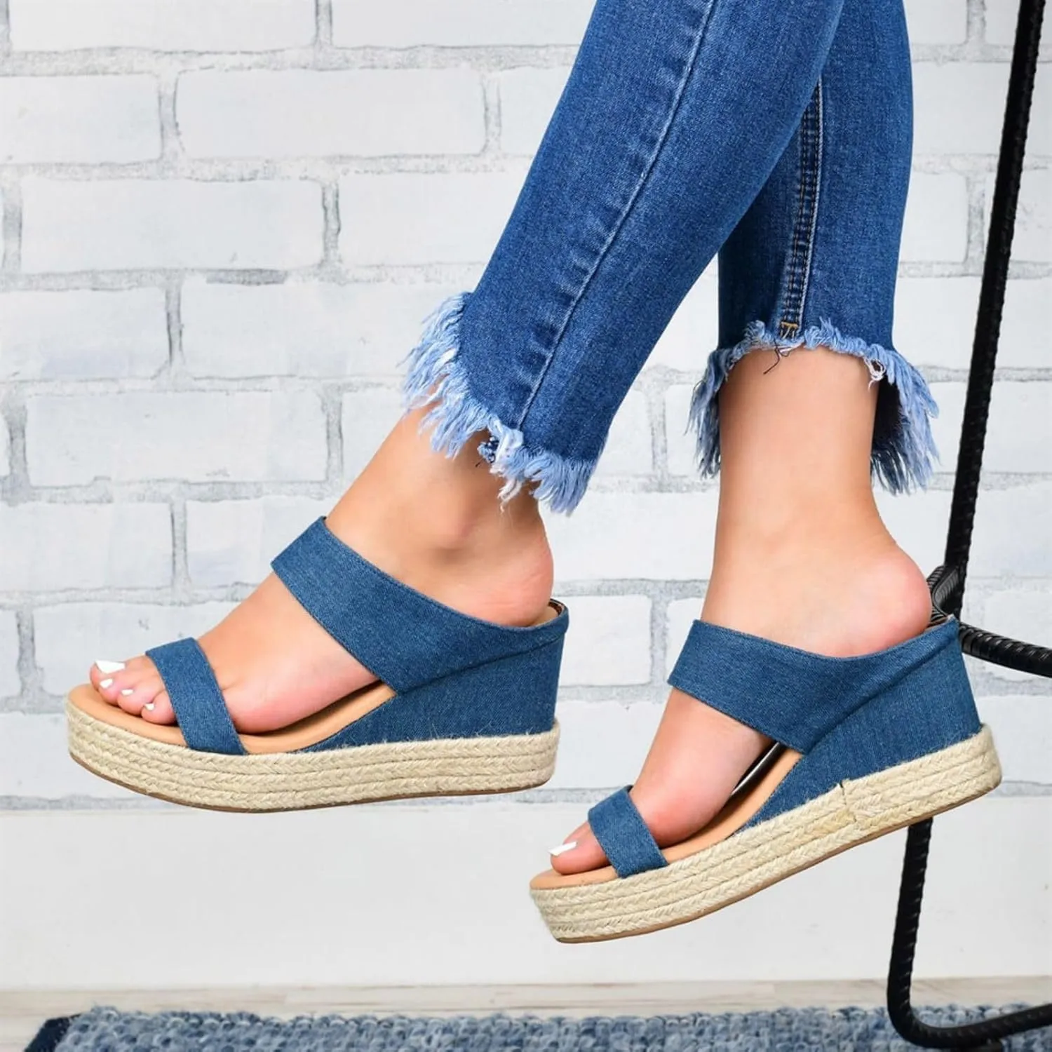 Smoneyful Women's Orthopedic Sandals Casual Summer Dressy Open Toe Platform Wedge Buckle Ankle Strap Leather Espadrilles Beach Heels Strappy Slip on Low Heel Flats Chelsea Sandals