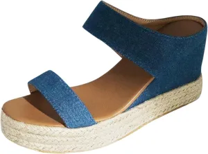 Smoneyful Women's Orthopedic Sandals Casual Summer Dressy Open Toe Platform Wedge Buckle Ankle Strap Leather Espadrilles Beach Heels Strappy Slip on Low Heel Flats Chelsea Sandals