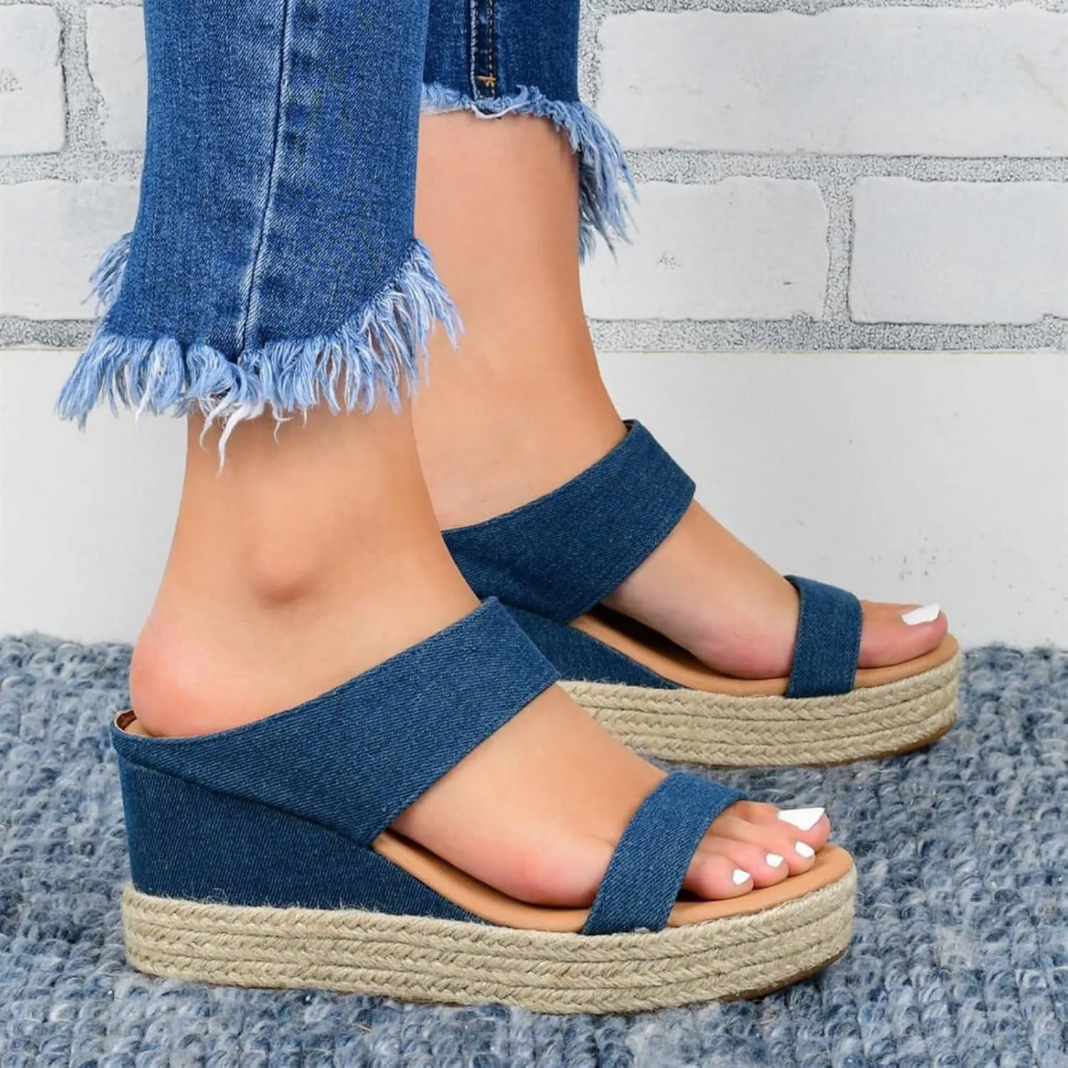 Smoneyful Women's Orthopedic Sandals Casual Summer Dressy Open Toe Platform Wedge Buckle Ankle Strap Leather Espadrilles Beach Heels Strappy Slip on Low Heel Flats Chelsea Sandals