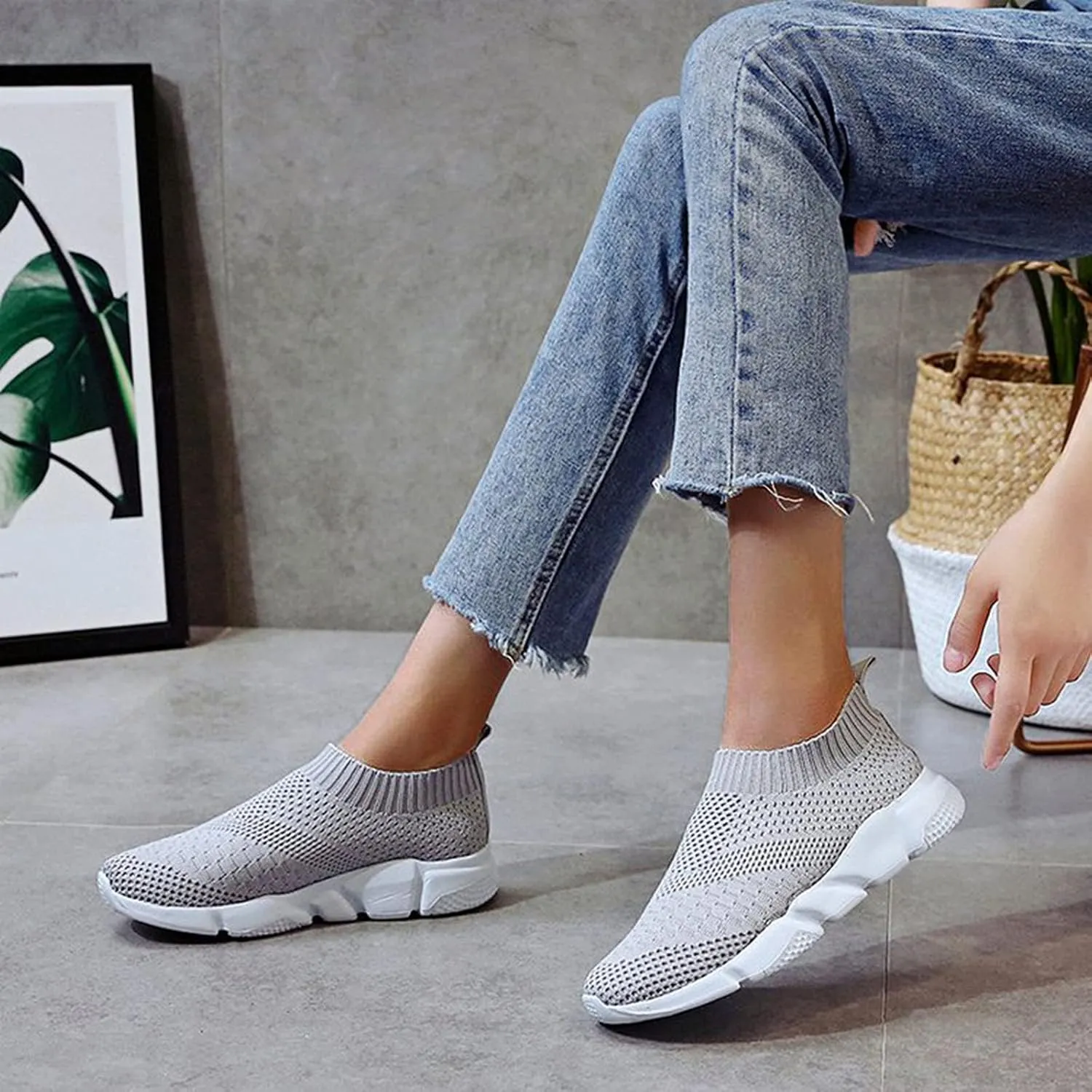 Sneakers for Women 2023 Running Wide Womens Non Slip Work Shoes Food Service Arch Support Casual Dress Shoes for Women Wide Width Womens White Fashion Sneakers High Top Slip On Sneakers Women Black