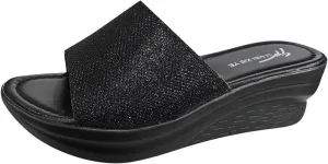 Soled Summer Thick Slippers Womens Fashion Sandals Wedges Toe Open Women's Wedges Denim Wedge Boots