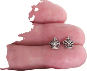 Sterling Silver 8mm Royal crown post stud earrings. Jewelry Earrings for Women #3298FE5239