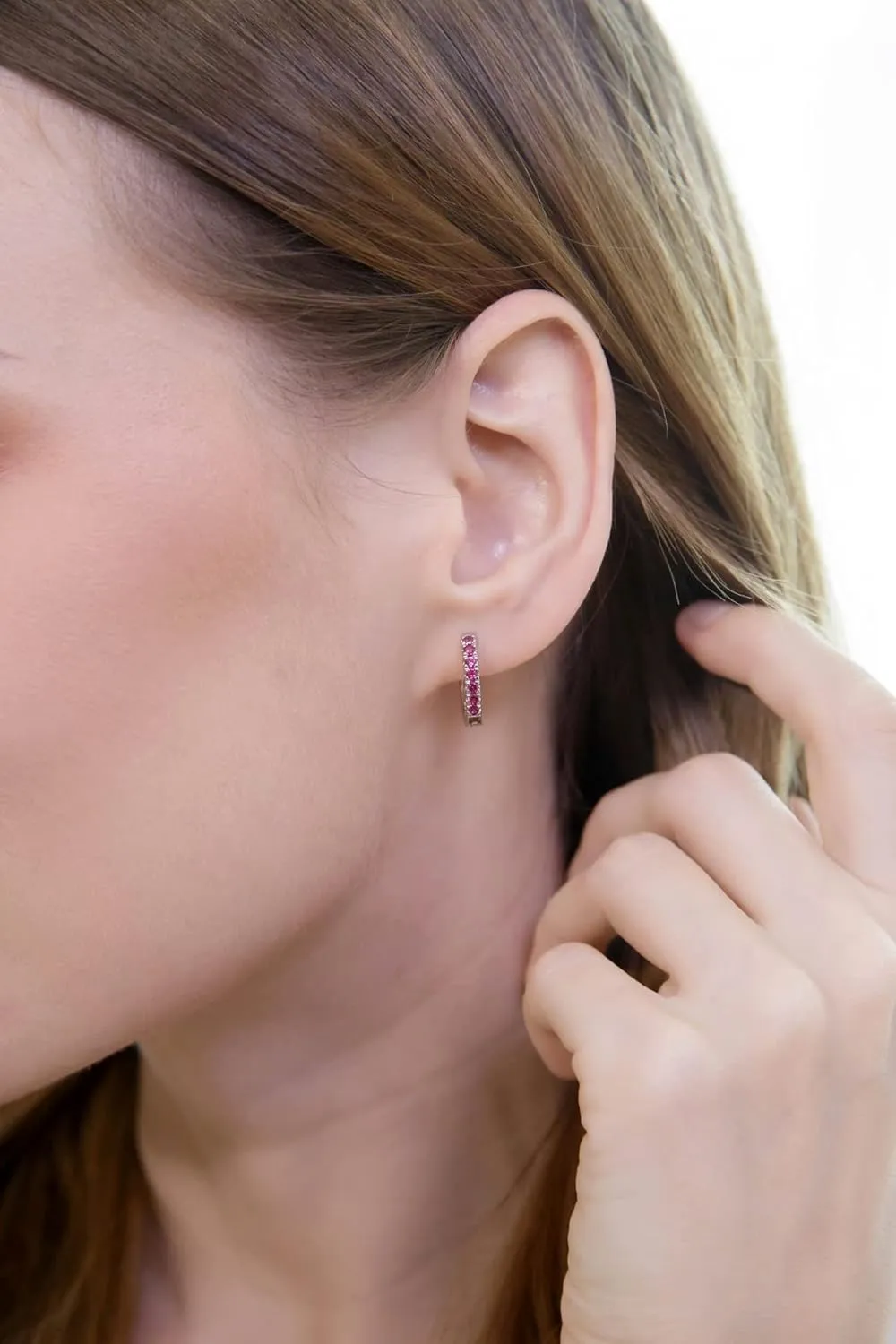 Sterling Silver Tiny Small 15mm Prong-set Genuine or Synthetic Gemstone Oval Huggie Hoop Earrings