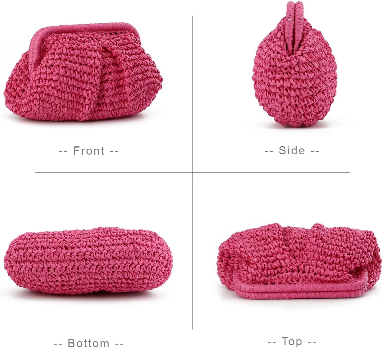 Straw Dumpling Clutch Bag - Woven Straw Tote Clutch Purse for Women - Summer Beach Bag - Wicker Clutch