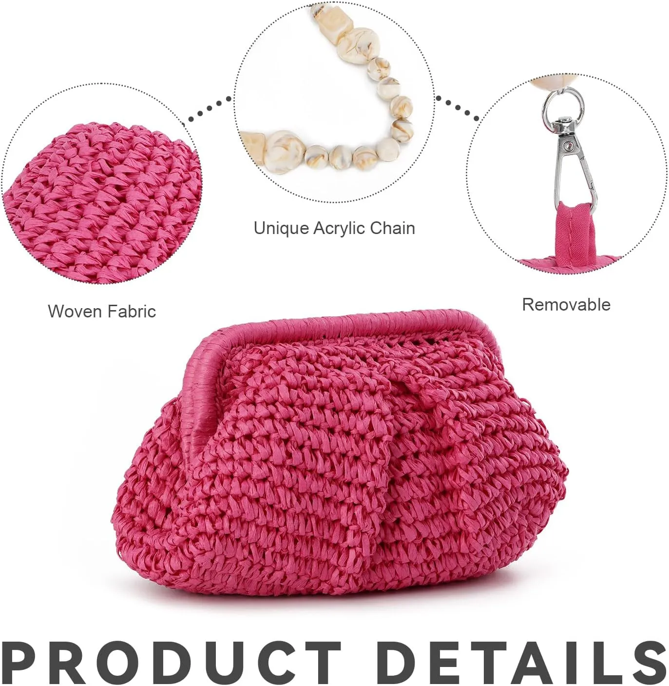 Straw Dumpling Clutch Bag - Woven Straw Tote Clutch Purse for Women - Summer Beach Bag - Wicker Clutch