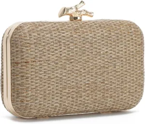 Straw Evening Bag for Women Handwoven Straw Clutch Purse Wedding Party Wicker Clutch Summer Beach Crossbody Bag