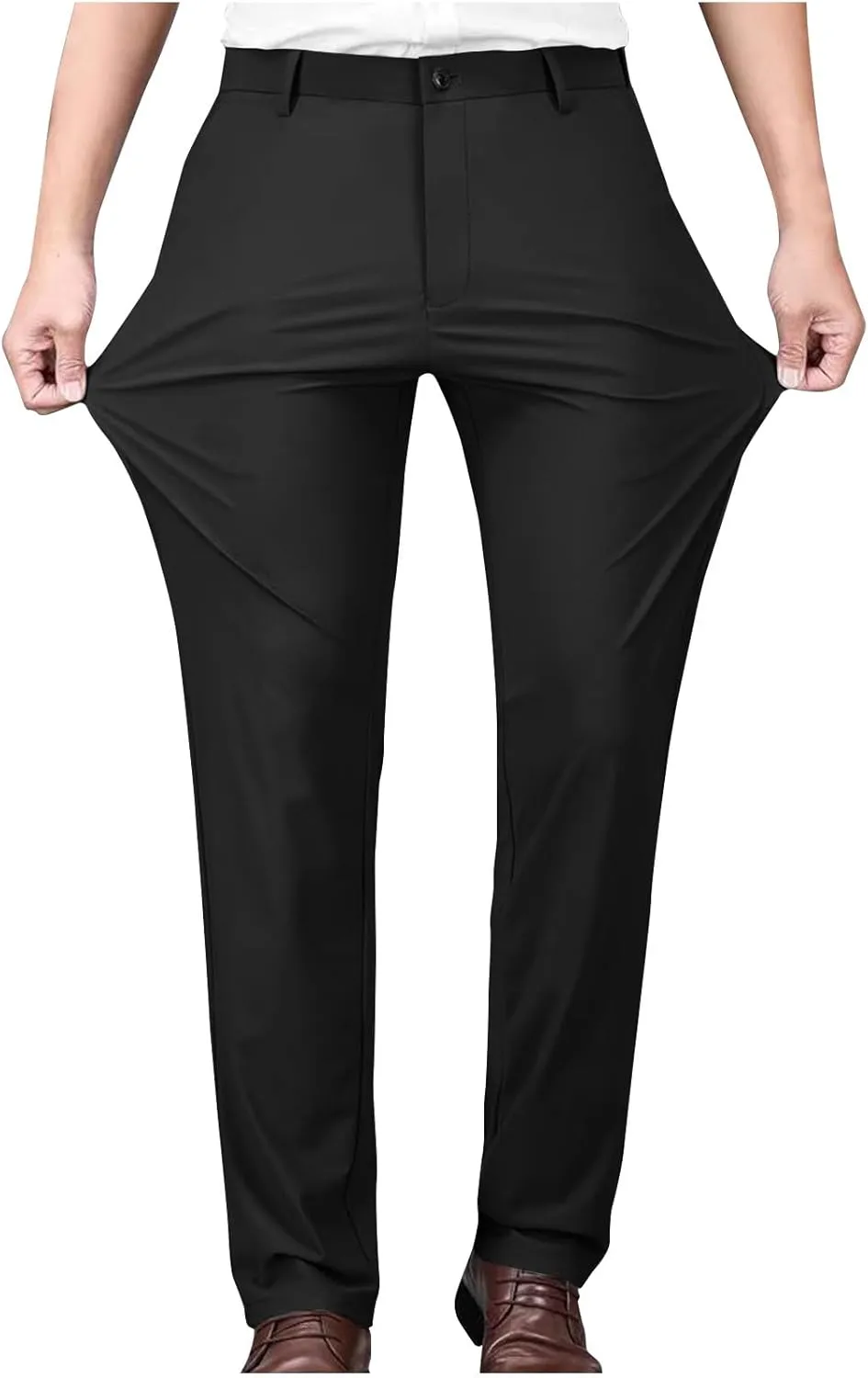 Stretch Dress Pants for Men Wrinkle-Resistant Slim Fit Pants Expandable Waist Casual Dress Pants Athletic Golf Pants