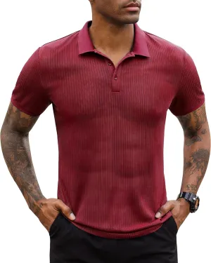 Stretch Polo Shirts for Men Short Sleeve Golf Polo Shirts Slim Polo T-Shirts for Men Golf Shirts Tennis Polo