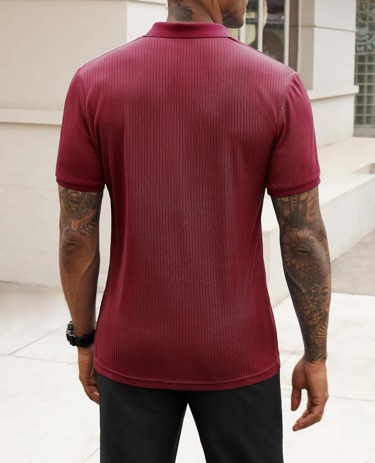 Stretch Polo Shirts for Men Short Sleeve Golf Polo Shirts Slim Polo T-Shirts for Men Golf Shirts Tennis Polo