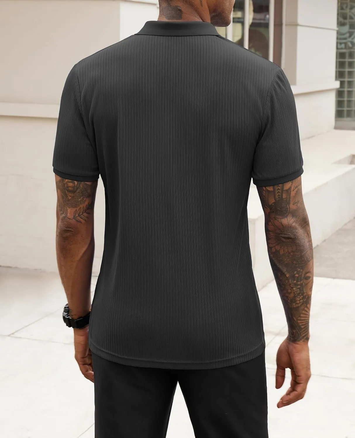Stretch Polo Shirts for Men Short Sleeve Golf Polo Shirts Slim Polo T-Shirts for Men Golf Shirts Tennis Polo