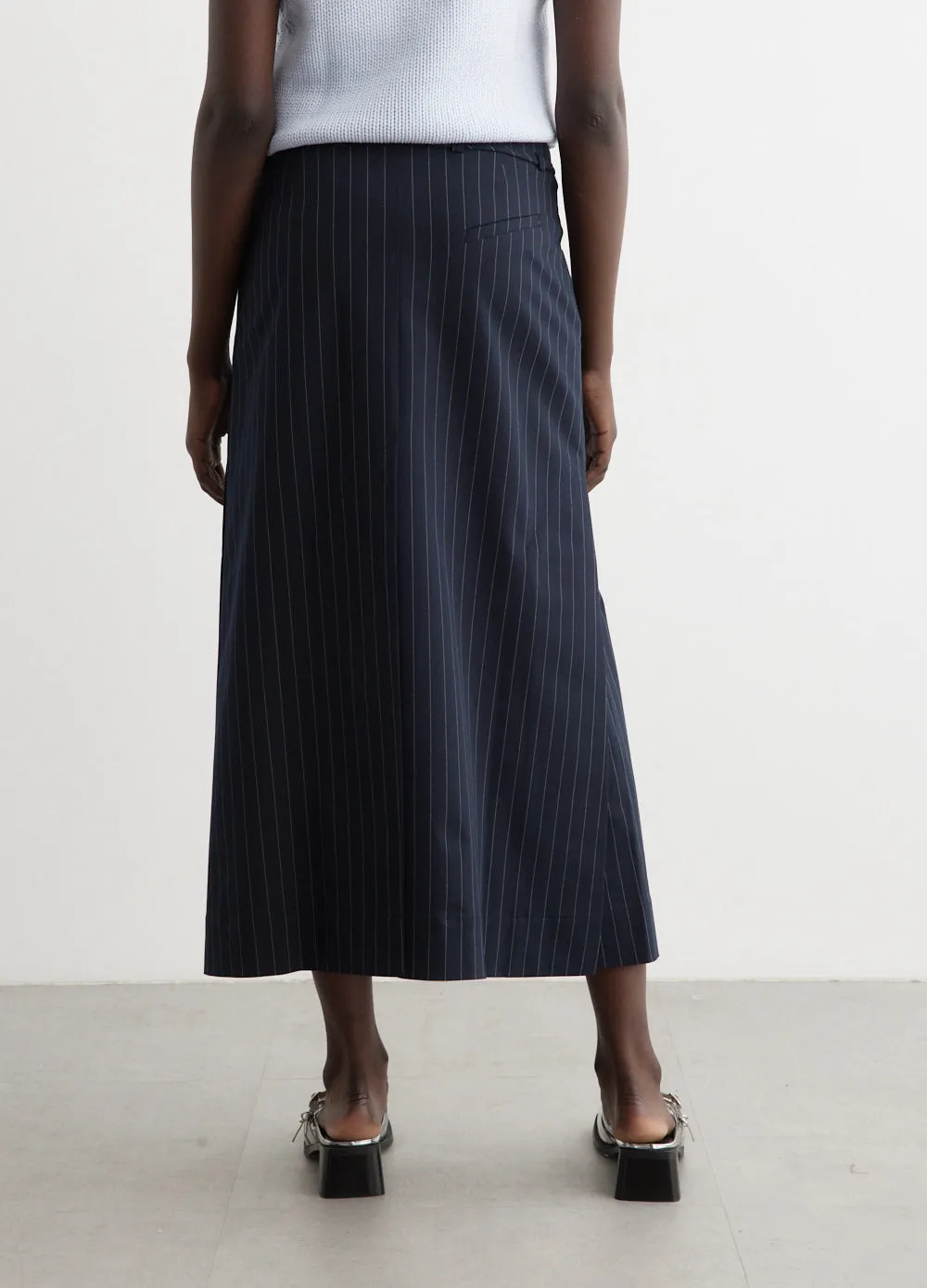 Stretch Stripe Slit Maxi Skirt