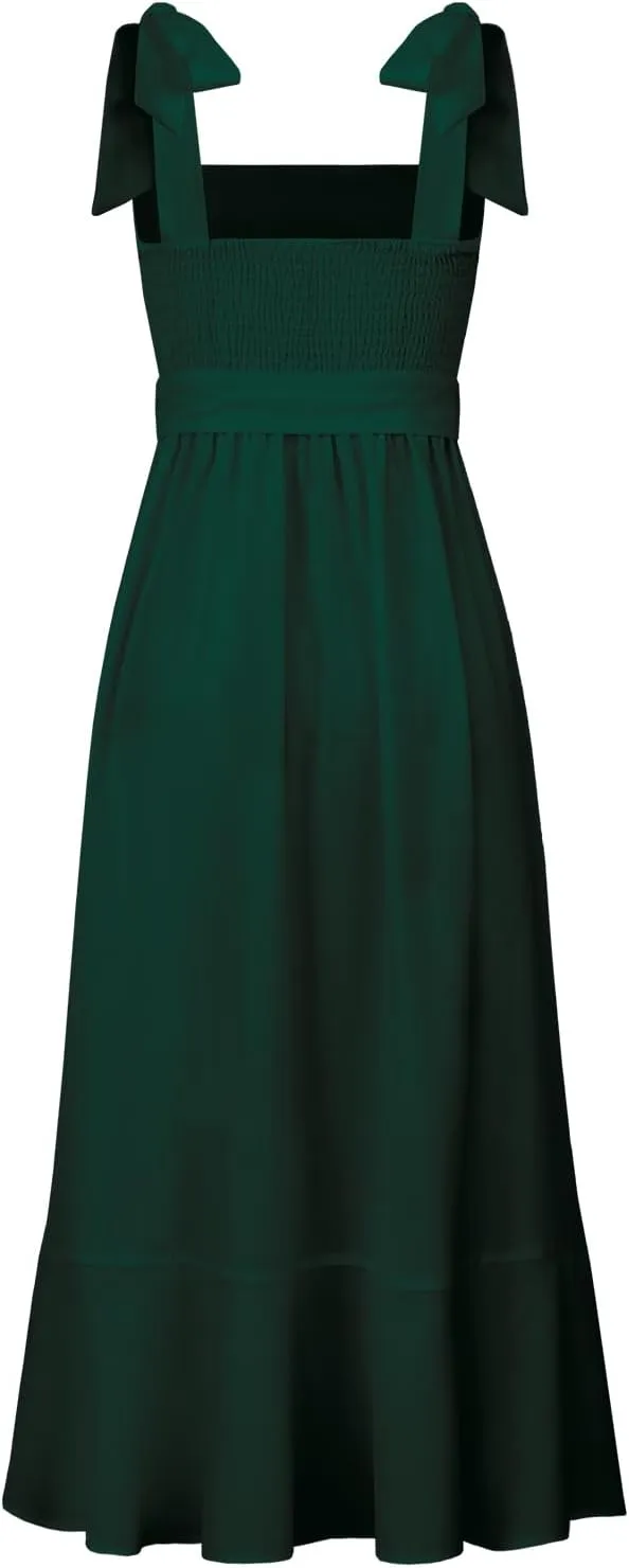 Summer Wedding Guest Dress: Womens Boho Side Split Maxi Beach Dress - Flowy Long Sundress for Vacation Party SE2311