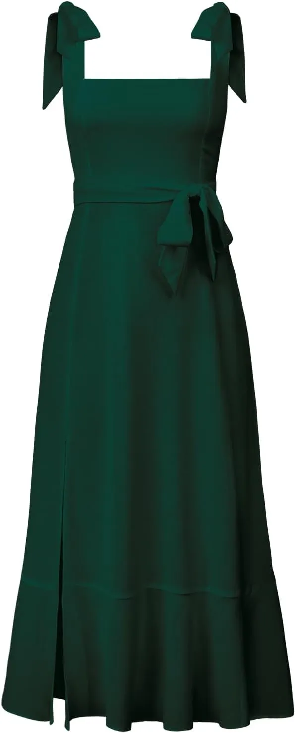 Summer Wedding Guest Dress: Womens Boho Side Split Maxi Beach Dress - Flowy Long Sundress for Vacation Party SE2311