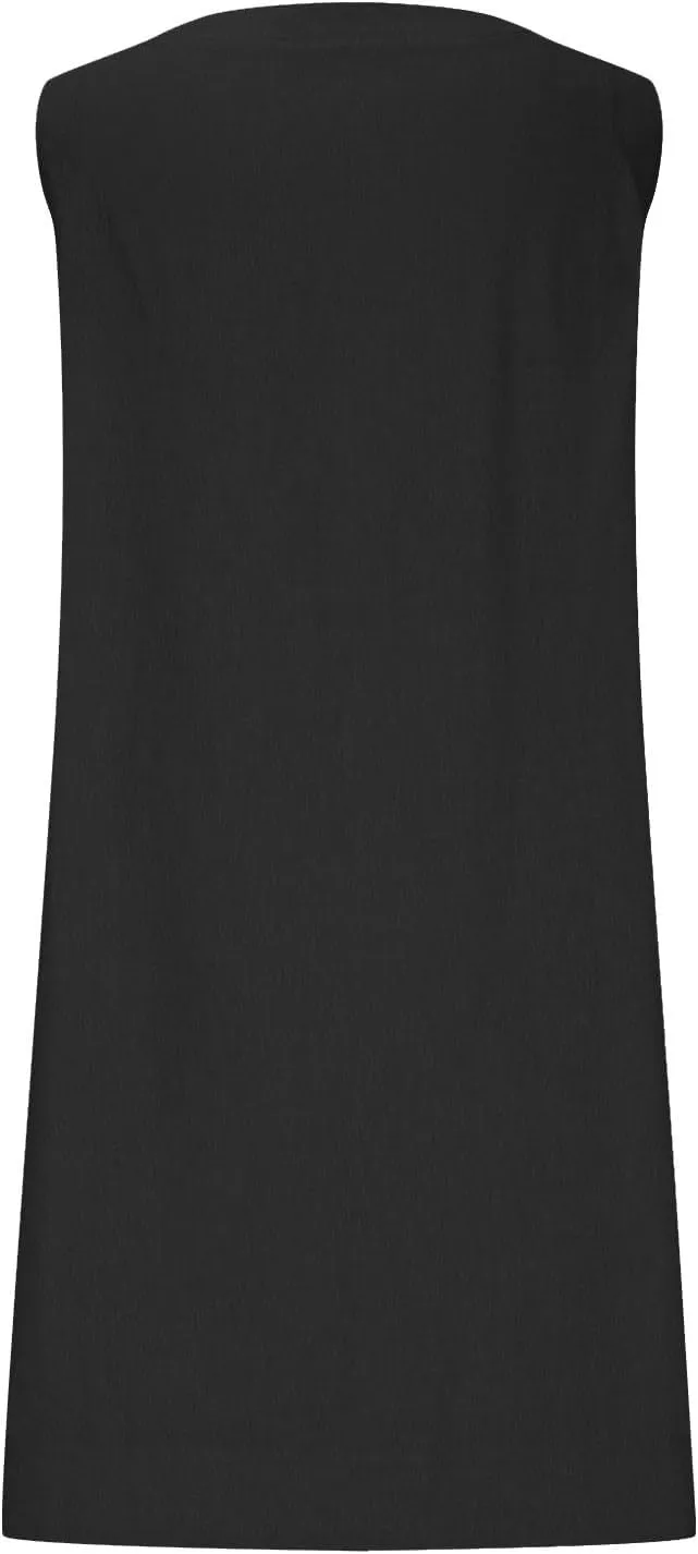Sundresses for Women 2025 Solid Round Neck Sleeveless Tank Dress Casual Beach Vacation Cotton Linen Mini Dresses