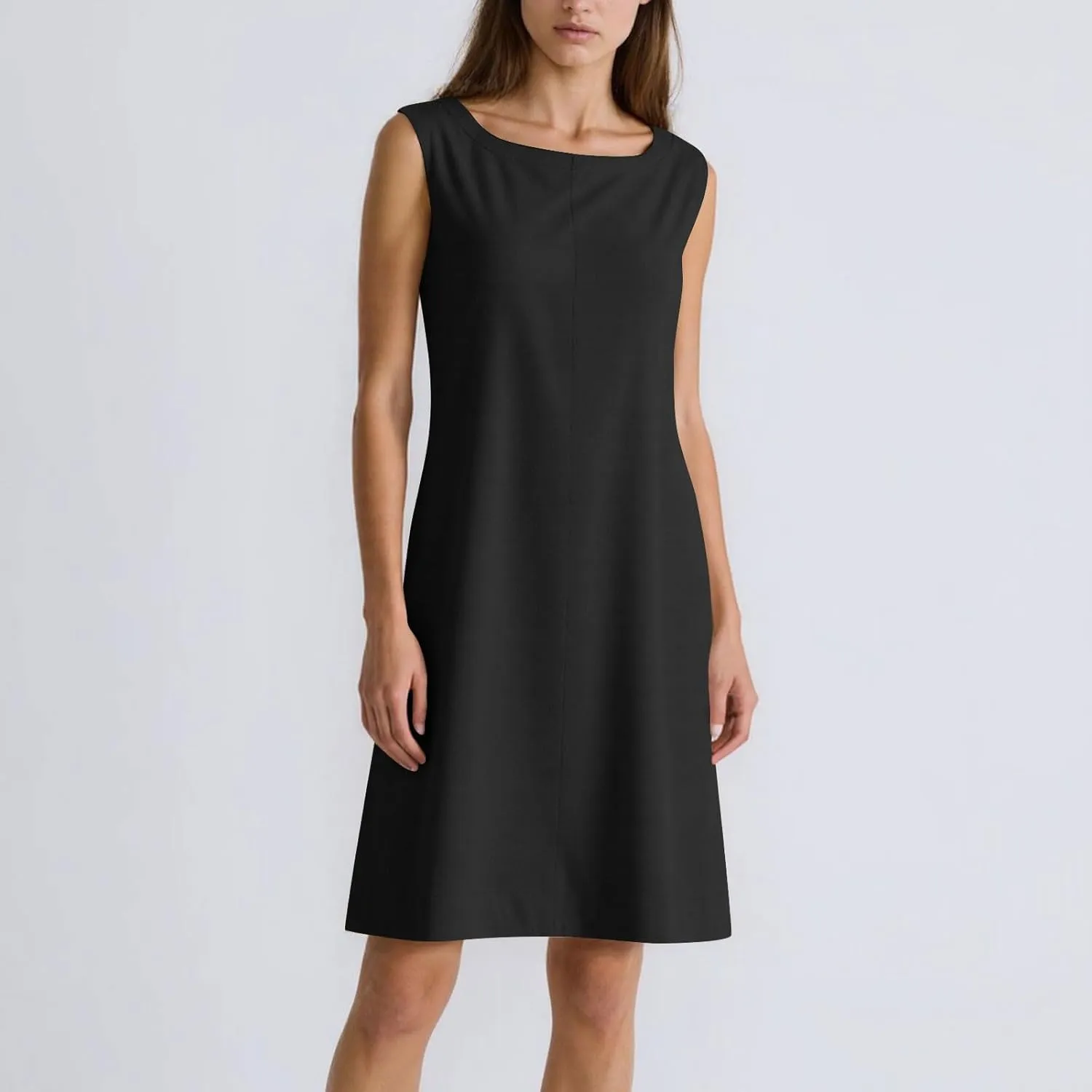 Sundresses for Women 2025 Solid Round Neck Sleeveless Tank Dress Casual Beach Vacation Cotton Linen Mini Dresses