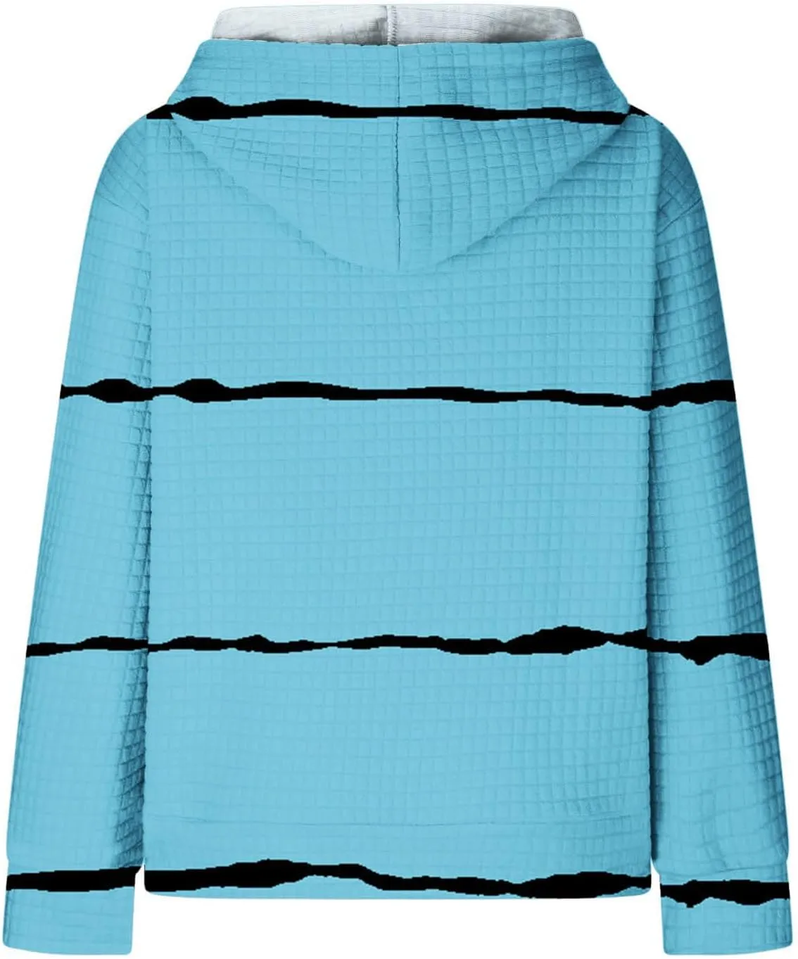 Sweatshirt for Womens Fashion Waffle Long Sleeve Striped Hoodies Casual Loose Lightweight Drawstring Pullover Shirts