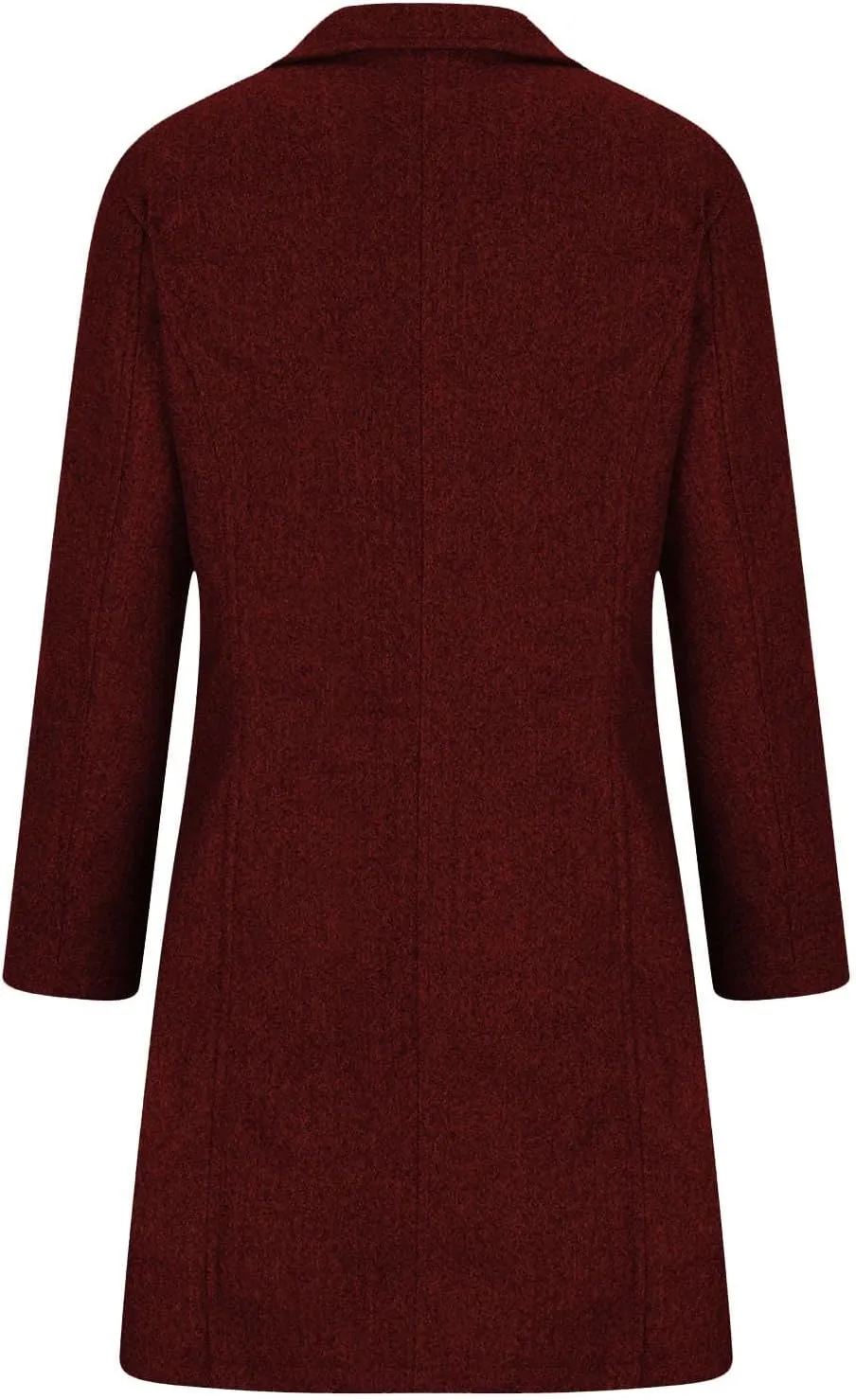 TANGNADE Women Stand Collar Single Breasted Mid Long Length Wool Blend Coat Business Peacoat Winter Warm Pea Coats Pocket