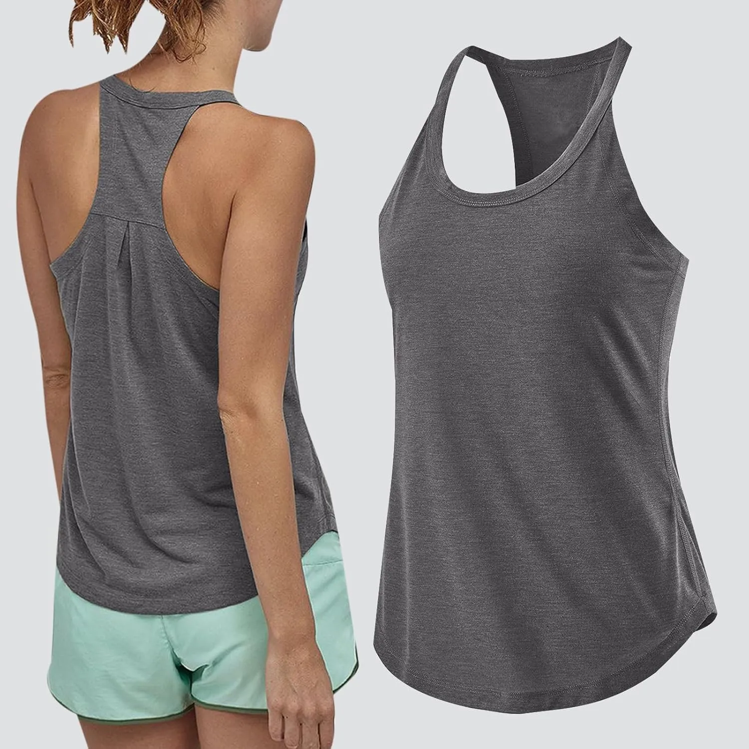 Tank Top for Women Racerback Loose Athletic Cami Tops Sleeveless Curved Hem Casual Running Baseball Workout Vest