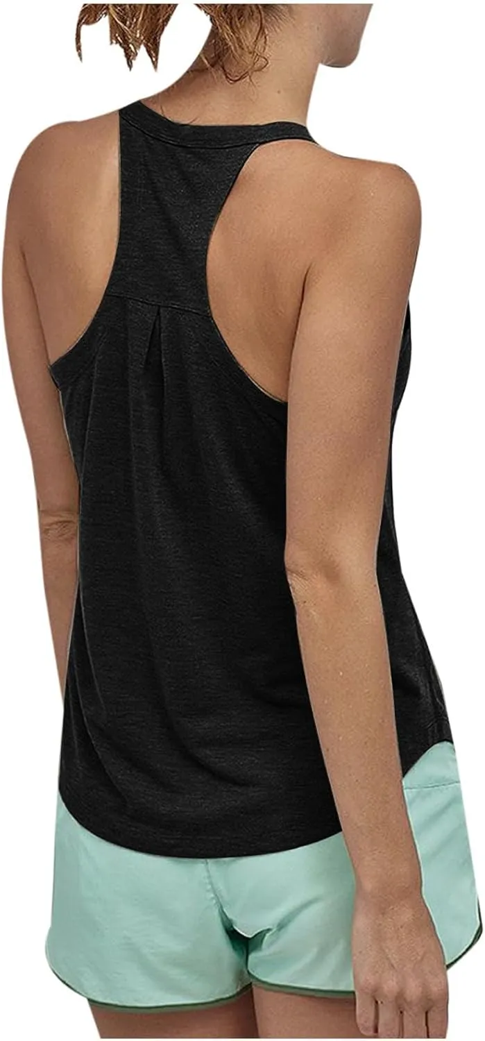 Tank Top for Women Racerback Loose Athletic Cami Tops Sleeveless Curved Hem Casual Running Baseball Workout Vest