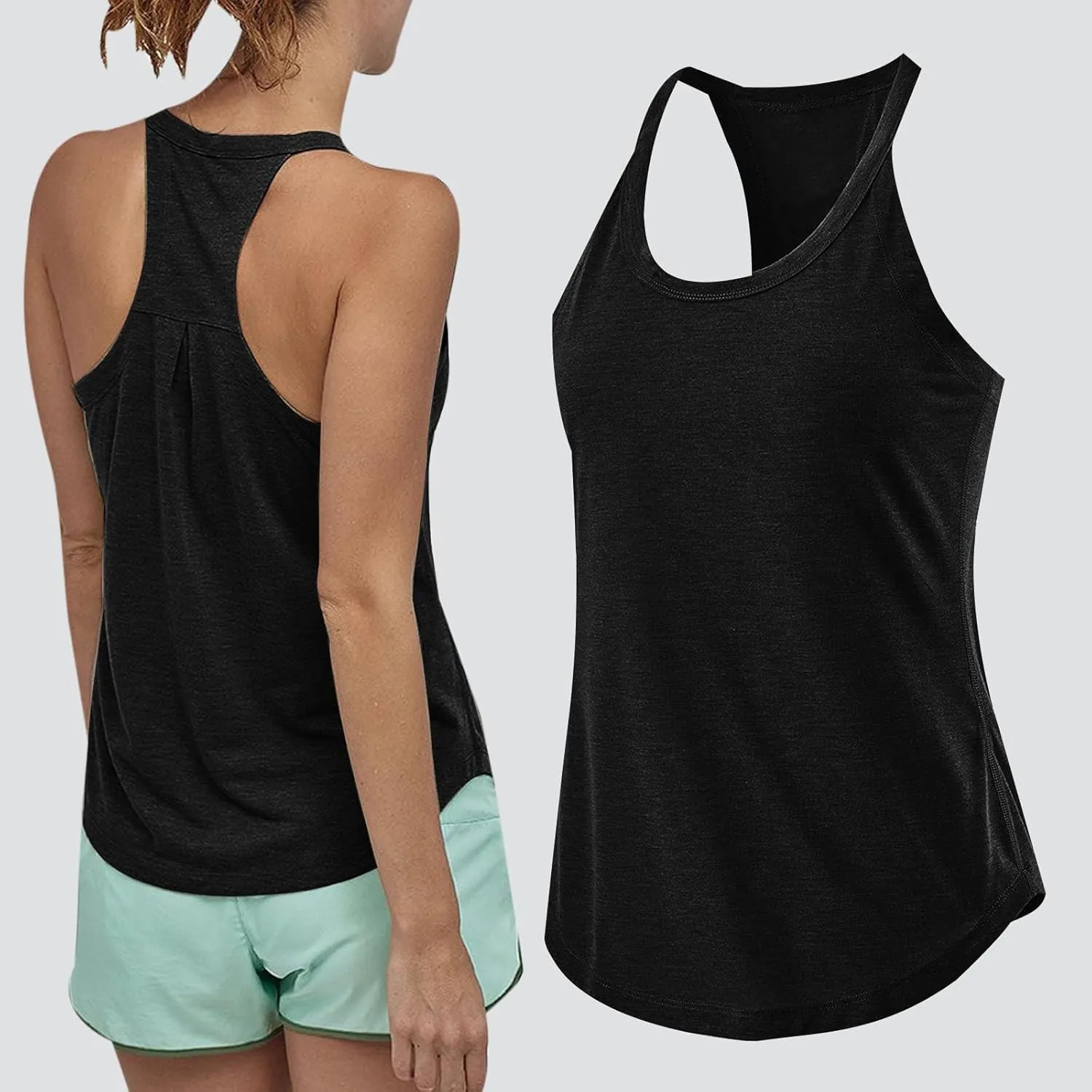 Tank Top for Women Racerback Loose Athletic Cami Tops Sleeveless Curved Hem Casual Running Baseball Workout Vest
