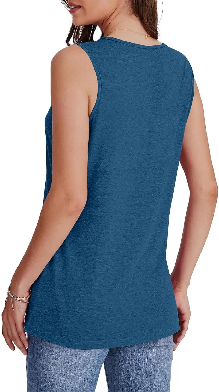 Tank Top for Women Trendy V Neck Camisole Top Loose Fit Sleeveless Blouse 2025 Summer Vacation Outfits Plain Shirts