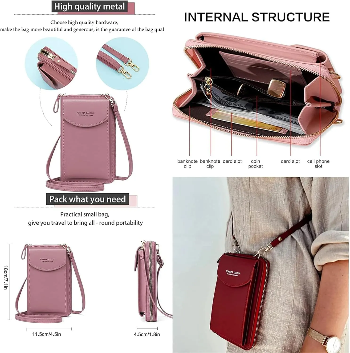 The Original Clutch Wallet by Selena,PU Leather Crossbody Cell Phone Bag,Crossbody Leather Shoulder Bags and Clutches