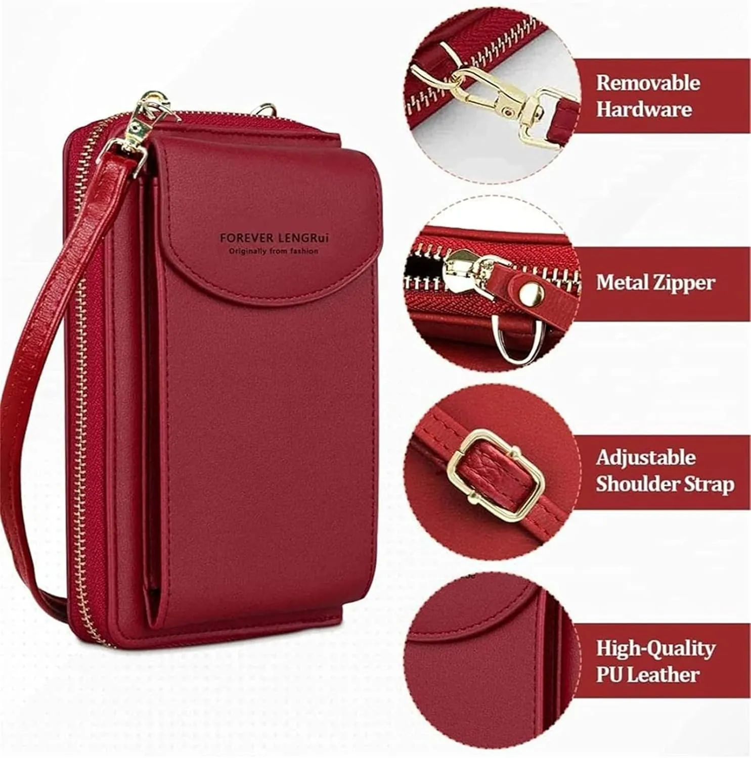 The Original Clutch Wallet by Selena,PU Leather Crossbody Cell Phone Bag,Crossbody Leather Shoulder Bags and Clutches