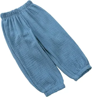 Toddler Little Kids Basic Cotton Linen Harem Pants Baby Boys Girls Elastic Long Casual Loose Joggers Bloomers Pants