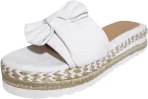 Toe Bow Weave Summer Breathable Open Sandals Flat Slip On Shoes Women's Beach Women's Slider Strap Sandals