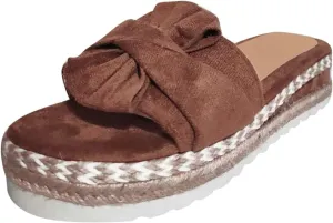 Toe Bow Weave Summer Breathable Open Sandals Flat Slip On Shoes Women's Beach Women's Slider Strap Sandals