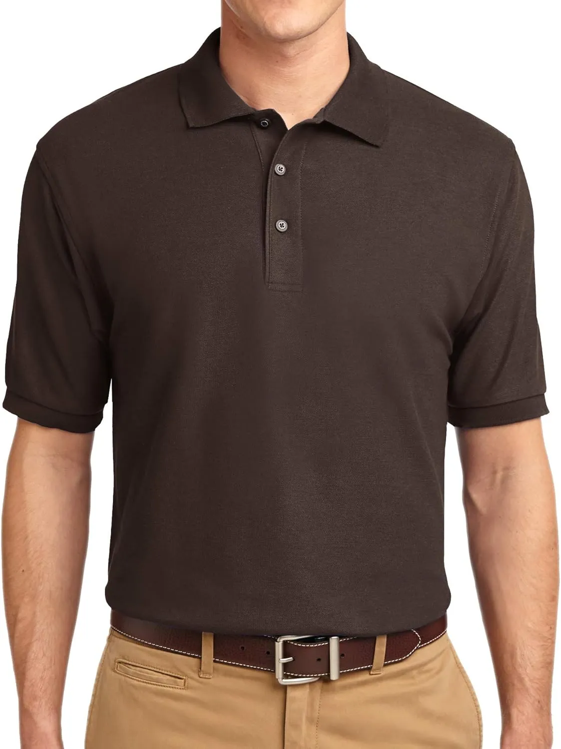 Trendy Apparel Shop Silky Classic Comfortable Fit Wrinkle Resistant Polyester Blend Men's Polo Big and Tall Shirt