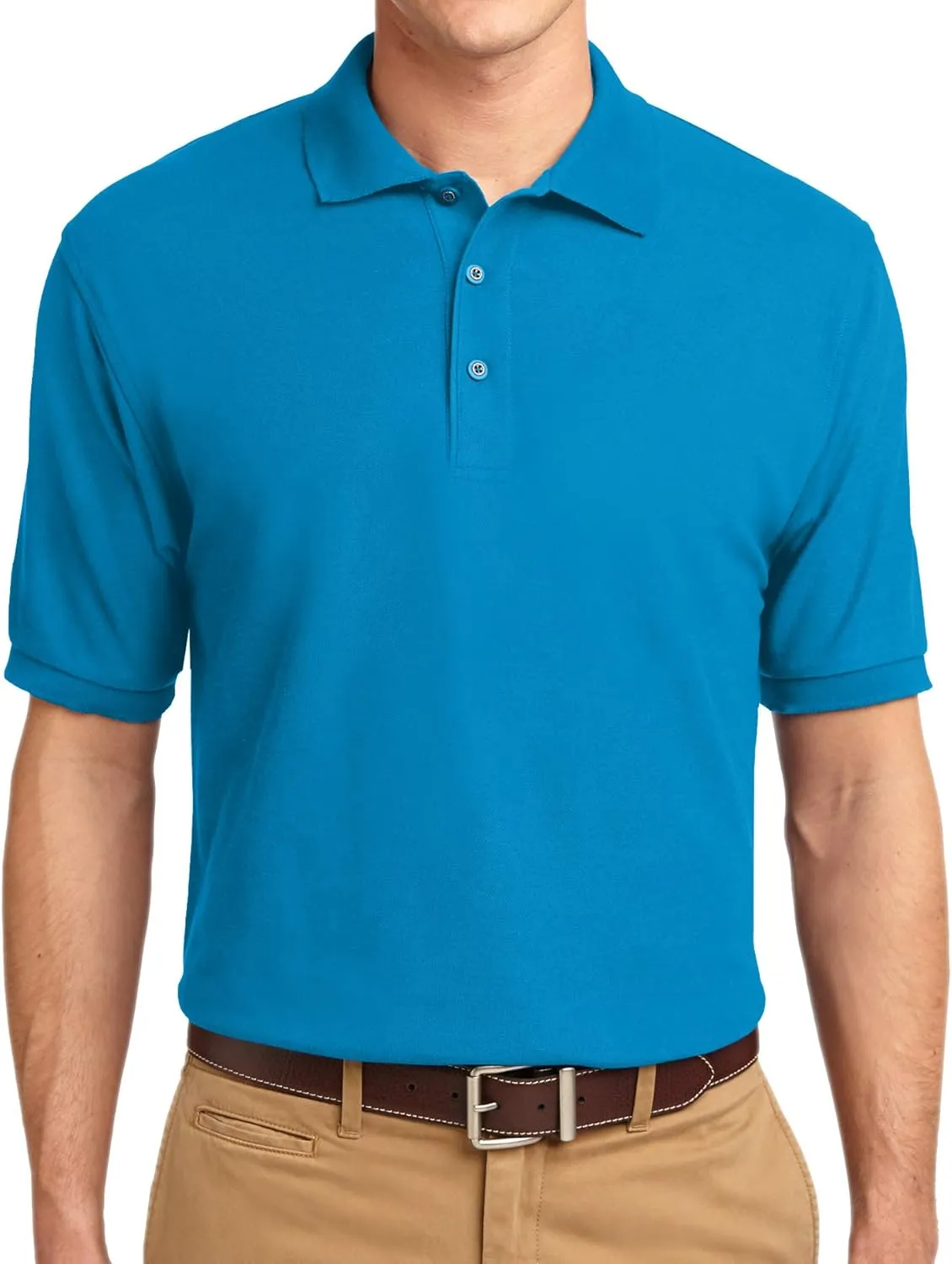 Trendy Apparel Shop Silky Classic Comfortable Fit Wrinkle Resistant Polyester Blend Men's Polo Big and Tall Shirt
