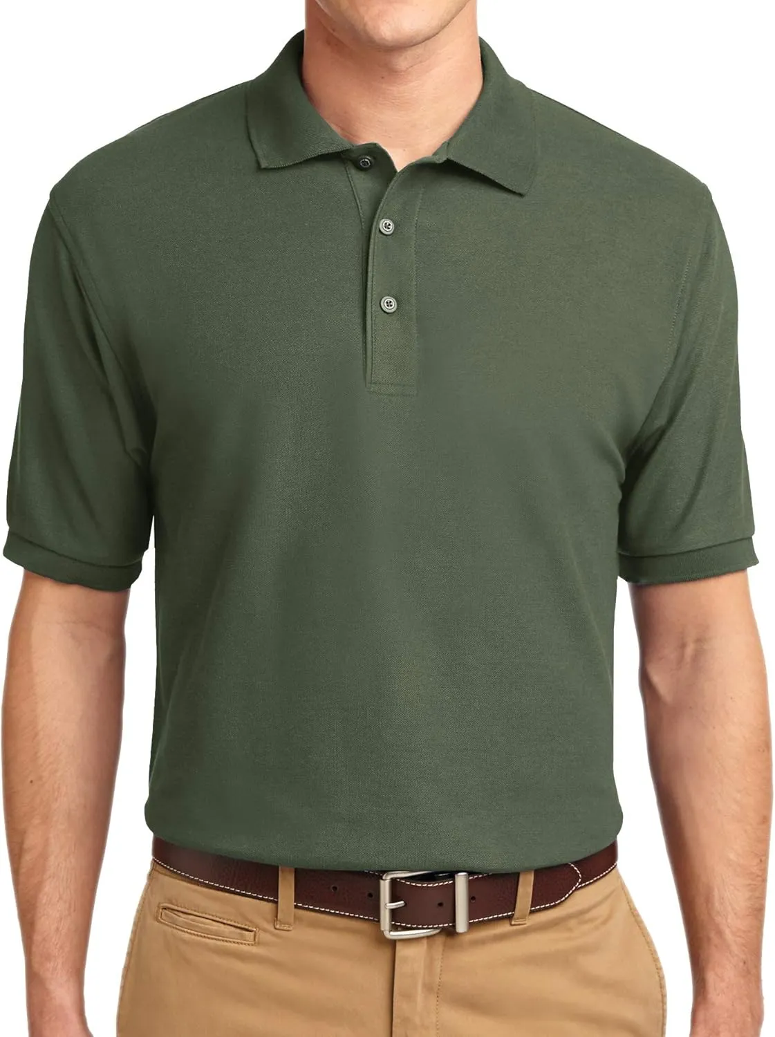 Trendy Apparel Shop Silky Classic Comfortable Fit Wrinkle Resistant Polyester Blend Men's Polo Big and Tall Shirt