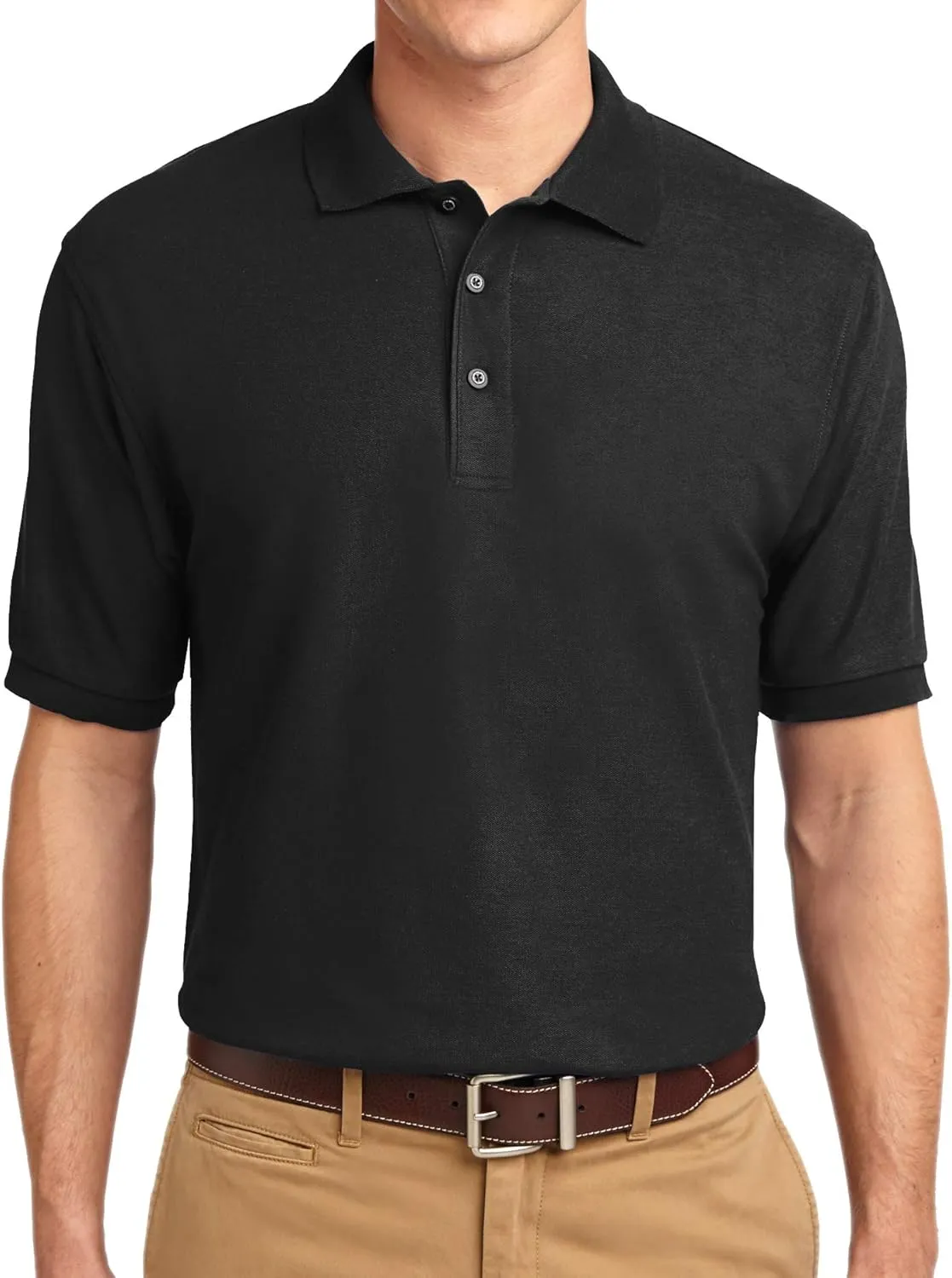 Trendy Apparel Shop Silky Classic Comfortable Fit Wrinkle Resistant Polyester Blend Men's Polo Big and Tall Shirt