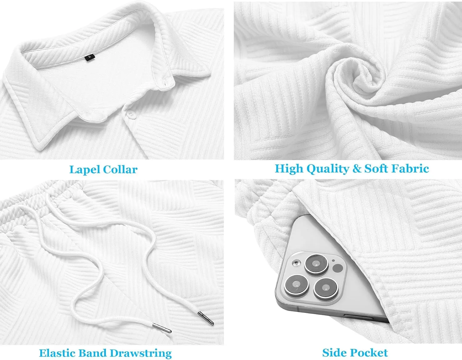 URRU Men's Shirt and Shorts Set Summer Outfits Short Sleeve Casual Button Down 2 Piece Shorts Set